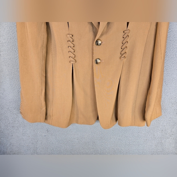 A.L.C. Women Maverick Coat Jacket Blazer Sz 8 Tan-Orange Long Line Lace Up Cinch - Picture 4 of 16